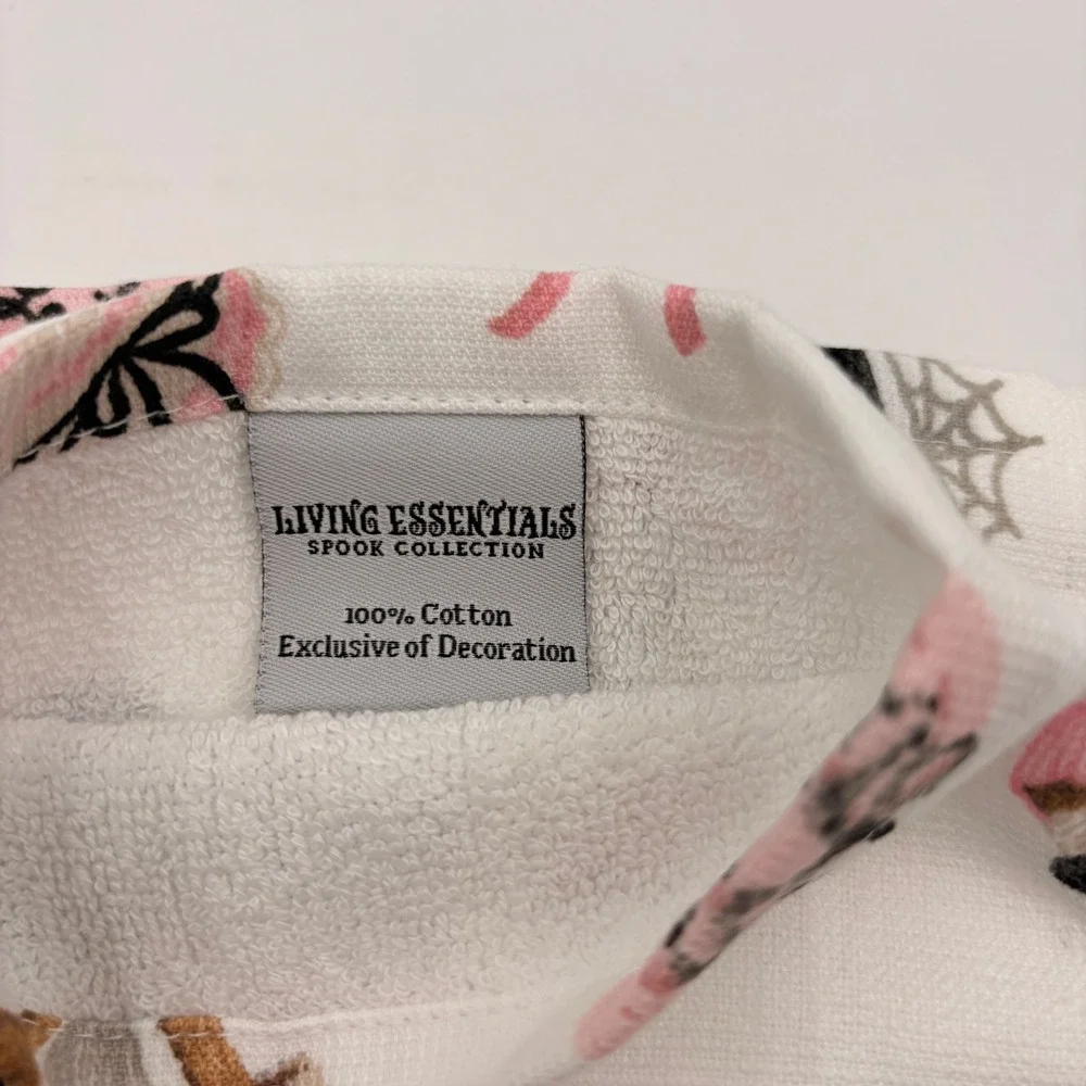 Living Essentials Spook Collection Pink Halloween Baking Kitchen Towels Set of 2